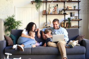 A family checking heart health at home